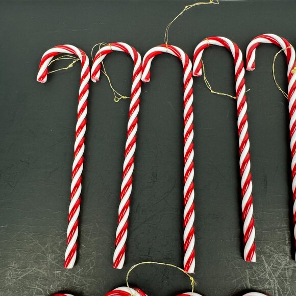 Vtg Red White Hard Plastic Twisted Candy Cane Ornament Christmas Holiday 7 inch - Picture 8 of 8